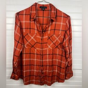 Orange Plaid Sanctuary Button-Up Shirt - so soft!